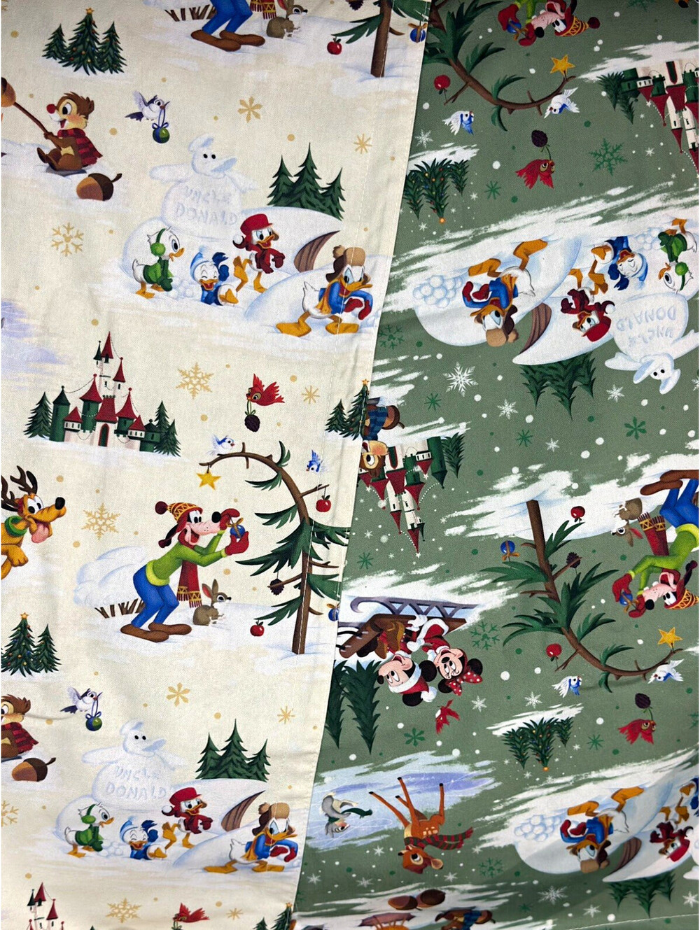 Disney Parks Christmas Reversible Table Runner Mickey Minnie Goofy